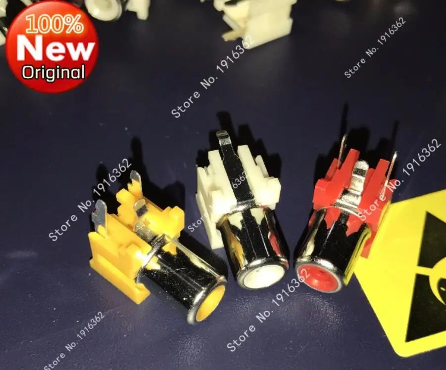 300PCS/Lot RCA Socket/Jack Female Connector Red/White/Yellow Single hole For AV/Audio/Signal