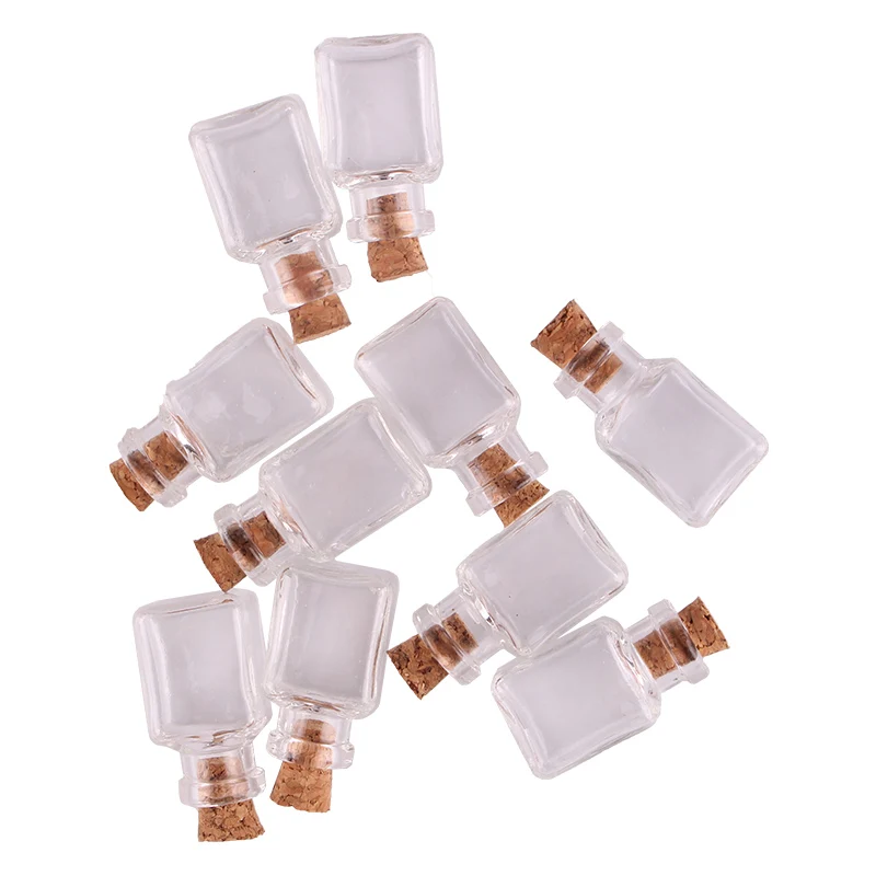 

50pcs Transparent rectangle Glass Bottle Jars Vials Wishing Bottle Cute Art Bottles with Corks Stopper DIY craft gift