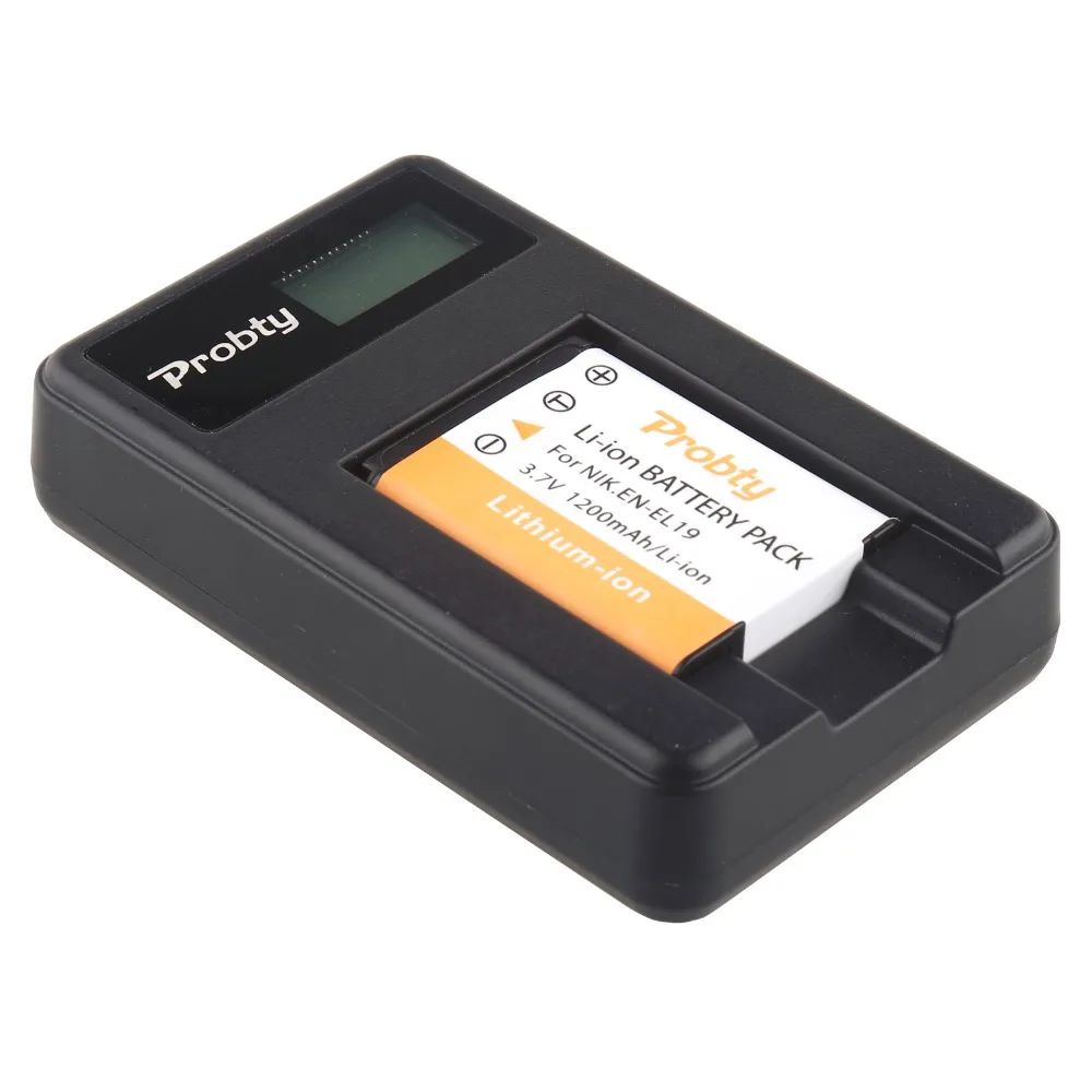 PROBTY 1x EN-EL19 EN EL19 Camera Battery + LCD USB Charger For Nikon S2500 S2600 S2700 S3100 S3200 S3300 S3500 S4100 S4150 S6500