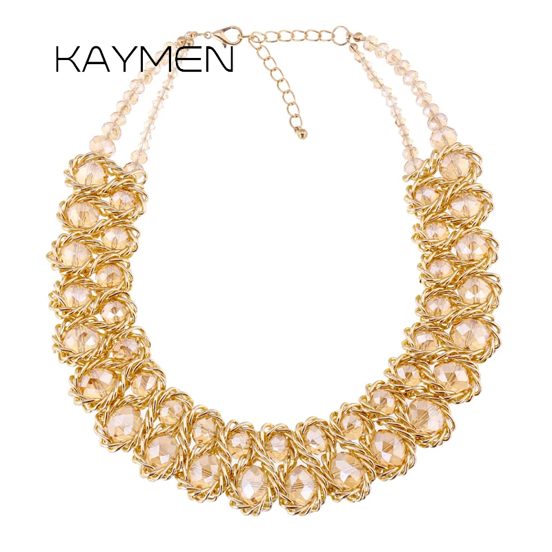 KAYMEN New Arrivals Statement Necklace for Women Girls Handmade Strands Bib Crystal Chokers Costume Jewelry Drop-shipping