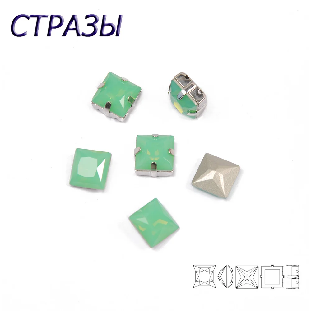 CTPA3bI Pacific Opal Color Square Sew on Rhinestones Sewing Crystal with Gold/Silver Claw Diy Wedding Dress clothes,bags,Shoes