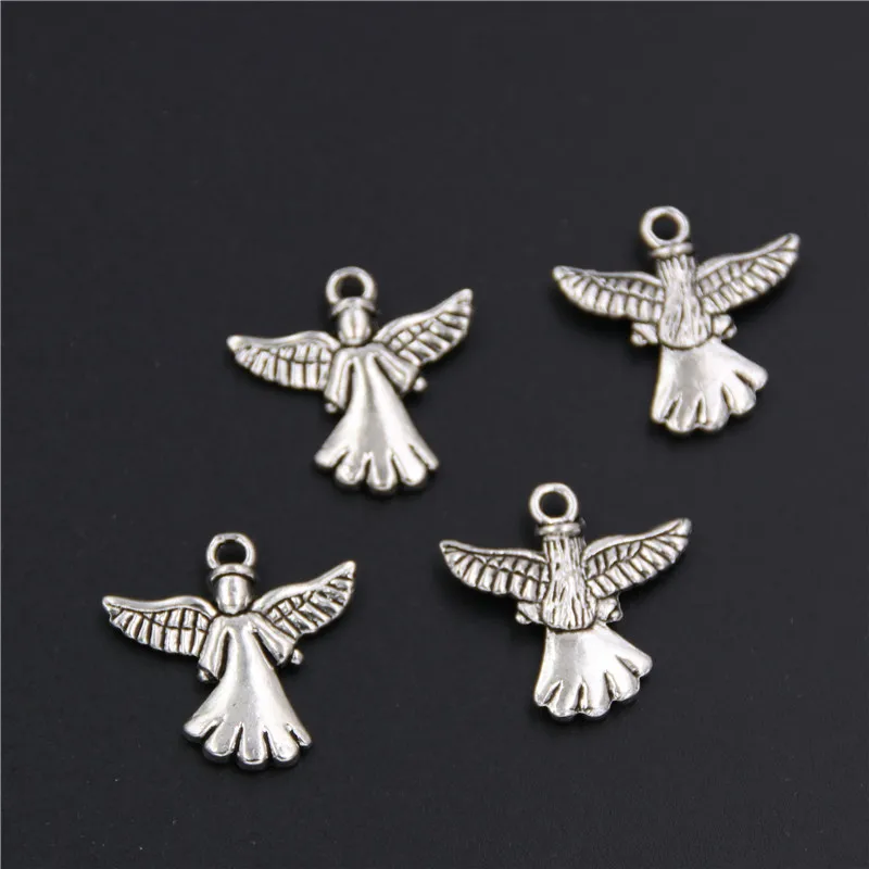 40pcs  Silver Color Angel Charms Beads Pendants For Jewelry Making DIY Handmade A221