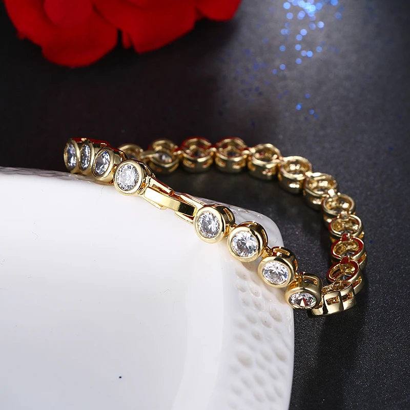 EMMAYA Top Quality Exquisite Round Cz Bracelet Rose Gold-Color Bracelet Austrian Crystals Jewelry Big Discount