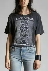 kuakuayu HJN Vintage Fashion 80s Post Punk Band Joy Division Unknown Pleasure Unisex T Shirt Casual Black Tee