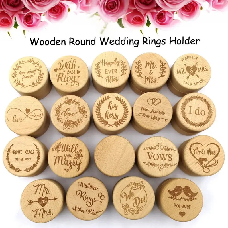 Personalized Rustic Wedding Wooden Ring Box Jewelry Trinket Storage Container Holder Custom Rings Bearer Blank DIY