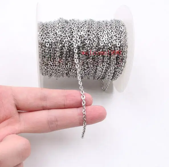 

GNAYY in bulk 10meter lot 4mm wide stainless steel strong oval flat link chain jewelry findings chain DIY