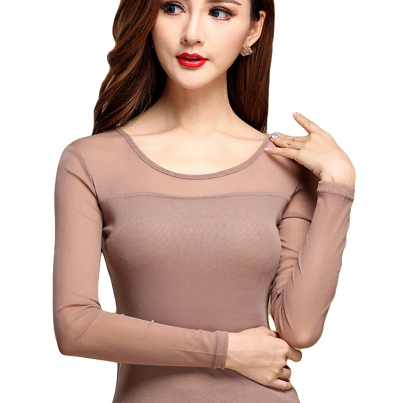 Phụ nữ Lưới Tops Mùa Xuân Mùa Thu Thời Trang Sexy Casual Stretch Dài Tay Áo Áo Sơ Mi Thanh Lịch Hàng Đầu Cho Phụ Nữ Blusas New Arrivals