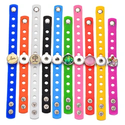 10pcs/lot Candy Rainbow Color Silicone Bangles Fit 18mm Snap Charms Button Ginger Snap Jewelry Bracelets for Women Kids Gifts