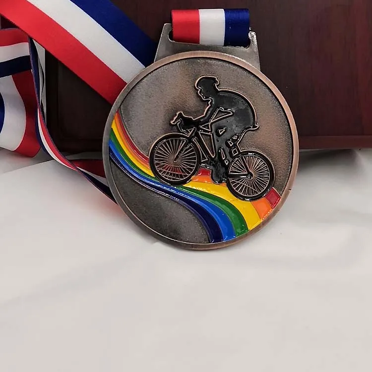 Color Cycling medal   Gold Color  and  Silver Color and   Branze  Color  With Ribbon 6.5-6.8CM