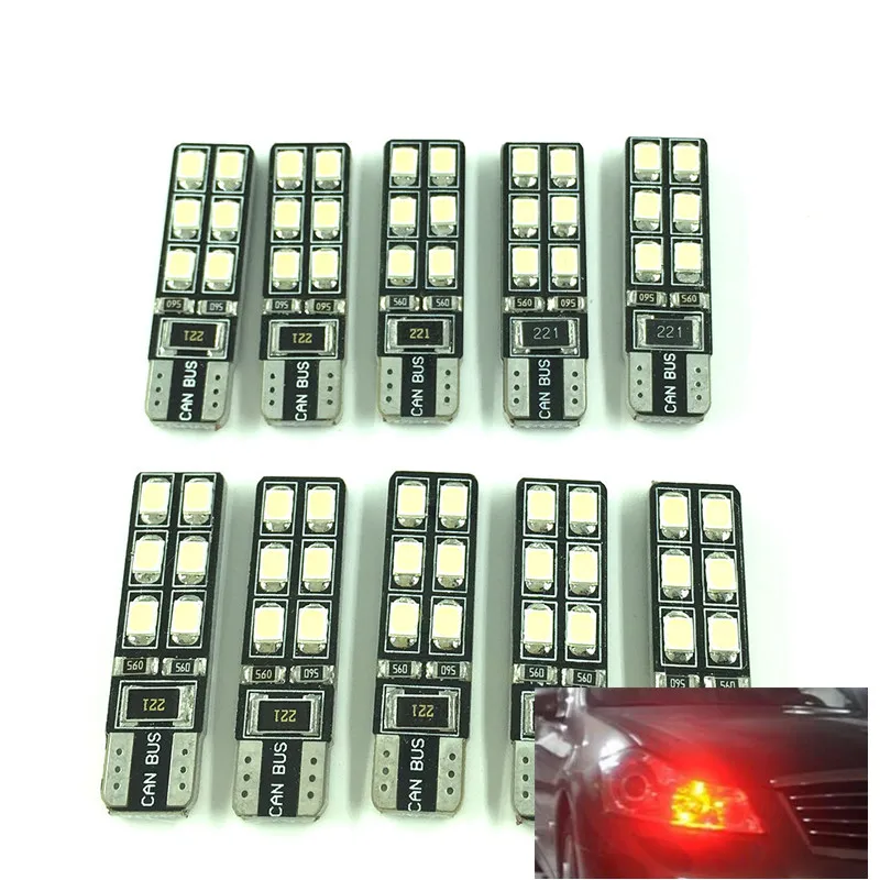 10X T10 W5W 501 12 SMD 2835 LED CANBUS ERROR FREE Car Side Wedge Light Bulb Red/White/Amber