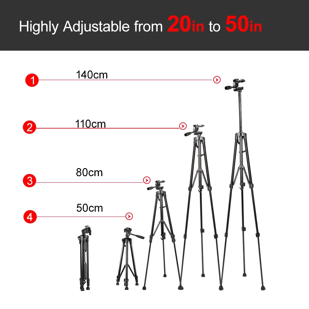 Yizhestudio Protable Camera Tripod for phone Canon Nikon Sony DSLR Camera Camcorder 50-140 cm Universal Adjustable Tripod Stand