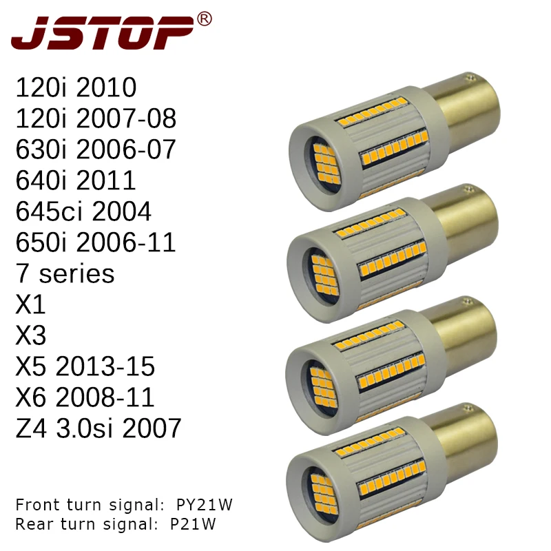 JSTOP 4PCS/set 120i 630i 640i 645ci X1X2X4X5X6 led Front Rear Turn Signal 12V P21W PY21W 1156PY canubs no errors led turn Lights