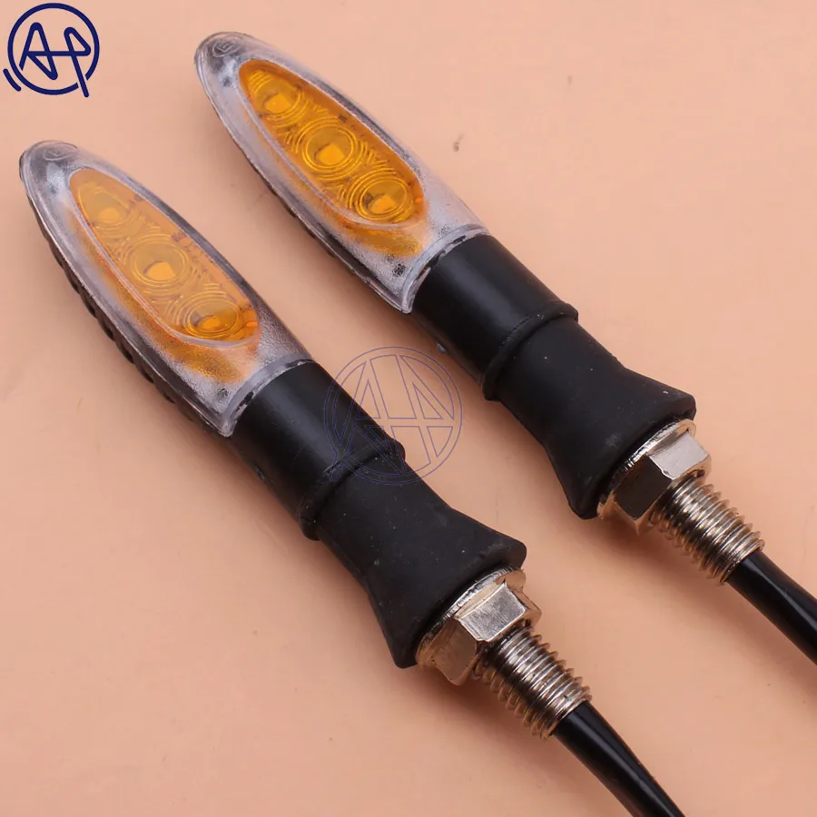 1pair 12V 3LED Motorcycle Motorbike Turn Signal Indicators Blinker Amber Yellow Light Lamp Universal For Honda Yamaha Harley