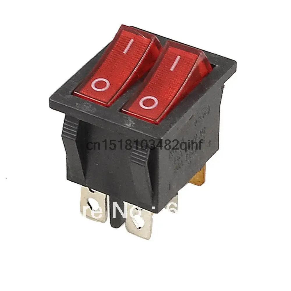 

Red Light Lamp Double SPST ON/OFF Two Position 2 Gang Boat Rocker Switch 6 Pin Push Button Switches