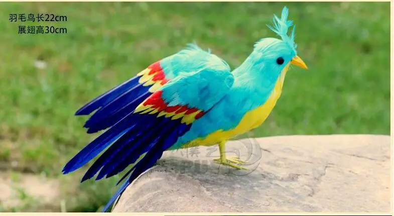 Plumas coloridas, alas extendidas, modelo de pájaro de 22x30cm, figuras artesanales de polietileno y piel, decoración de jardín, regalo a1907
