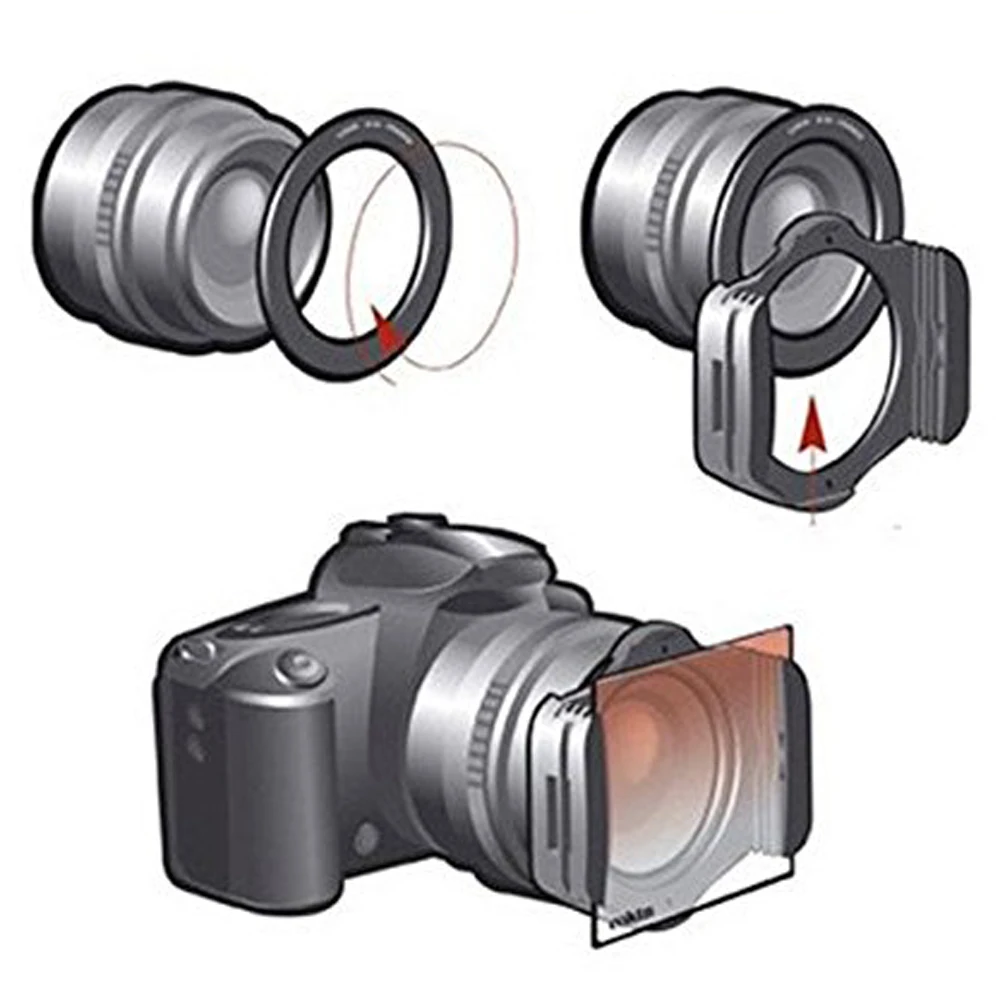 22 في 1 مجموعة 12 قطعة مربع تدريجي ND2 4 8 مجموعة مرشح اللون البرتقالي الأزرق + 9 حلقات معدنية + حامل مرشح لكاميرا سلسلة Cokin P