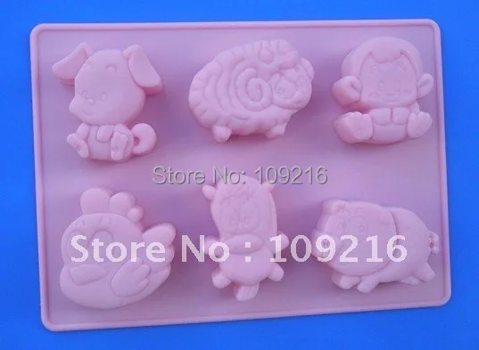 Green Good Quality 100% Food Grade Silicone  Chocolate Mold/Muffin Cupcake Pan Six-Chinese Zodiac (No.1)   DIY Mold