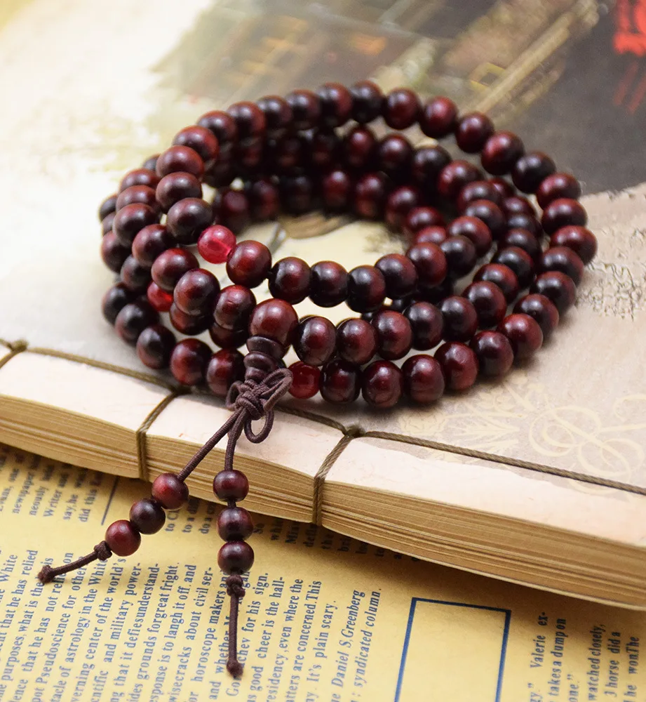 Pulseras 108 Beads 6mm Natural Sandalwood Buddhist Buddha Wood Prayer Bead Mala Unisex Men Bracelets & Bangles Jewelry Bijoux