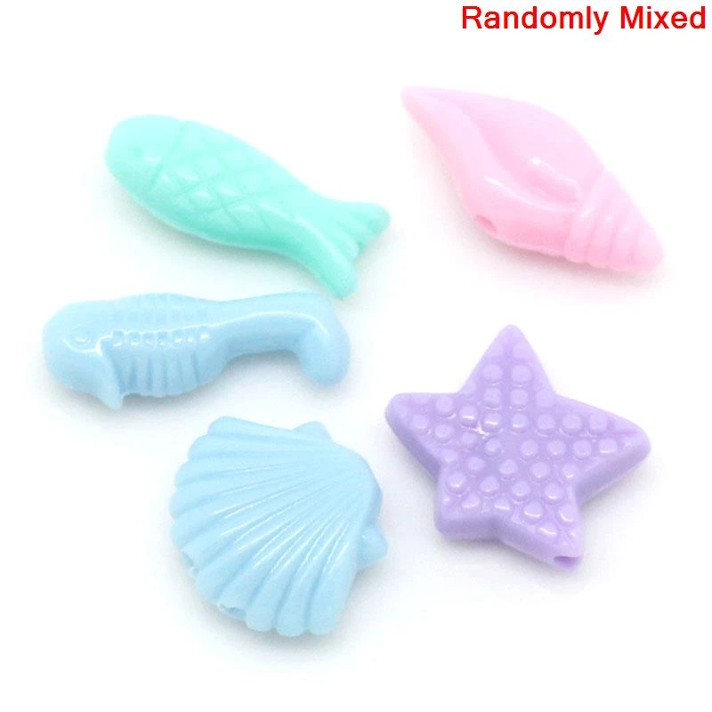 DoreenBeads Acrylic Spacer Beads The Undersea World Animal Round Mixed 17x7mm-12x11mm,Hole:Approx 1.5mm,300PCs (B28557), yiwu