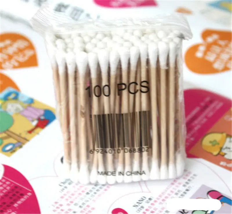 2Bag/lot 100Pcs/Bag Double Head Clean Cotton Swab Stick Head Health Makeup Cosmetics Ear Clean Jewelry Soft and Hygienic Tools