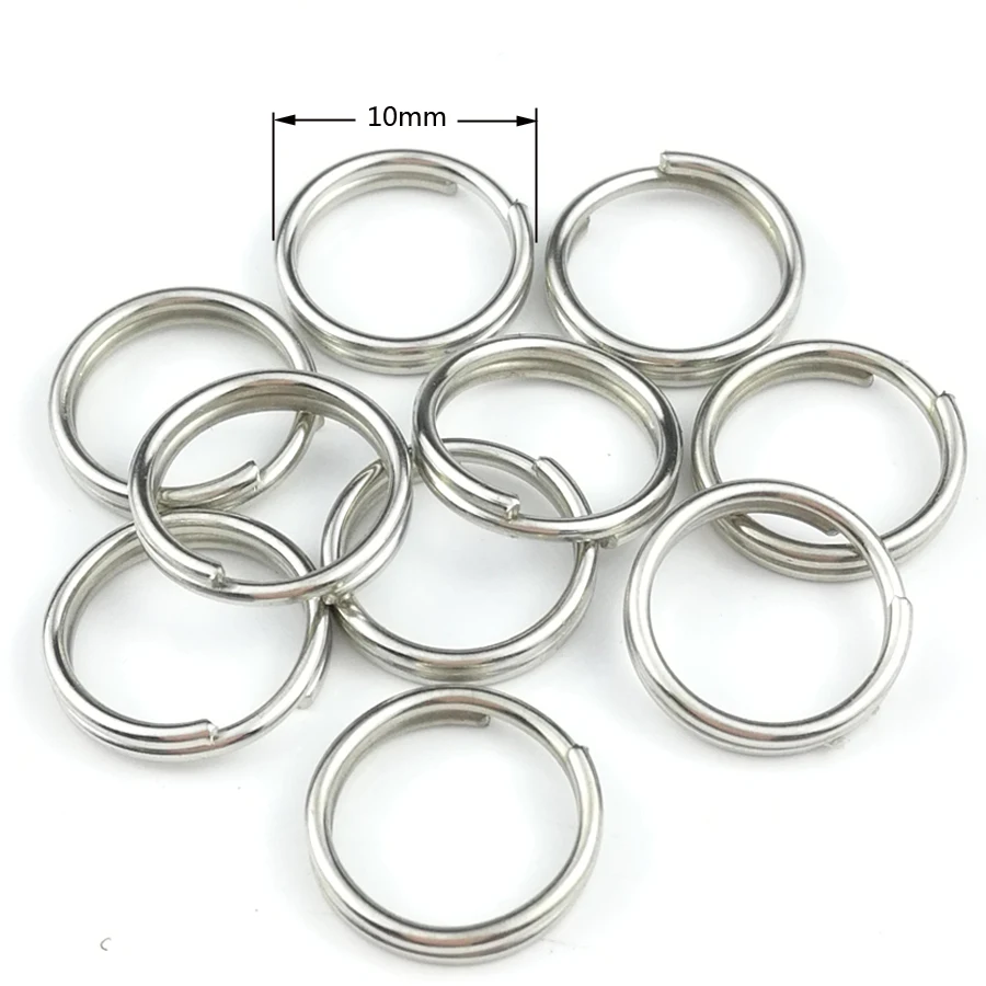 50PCS 10mm Metal Split Keyring High Quality Super Strong Mini Wire Circle Ring Key Finder Flashlight Accessories J079