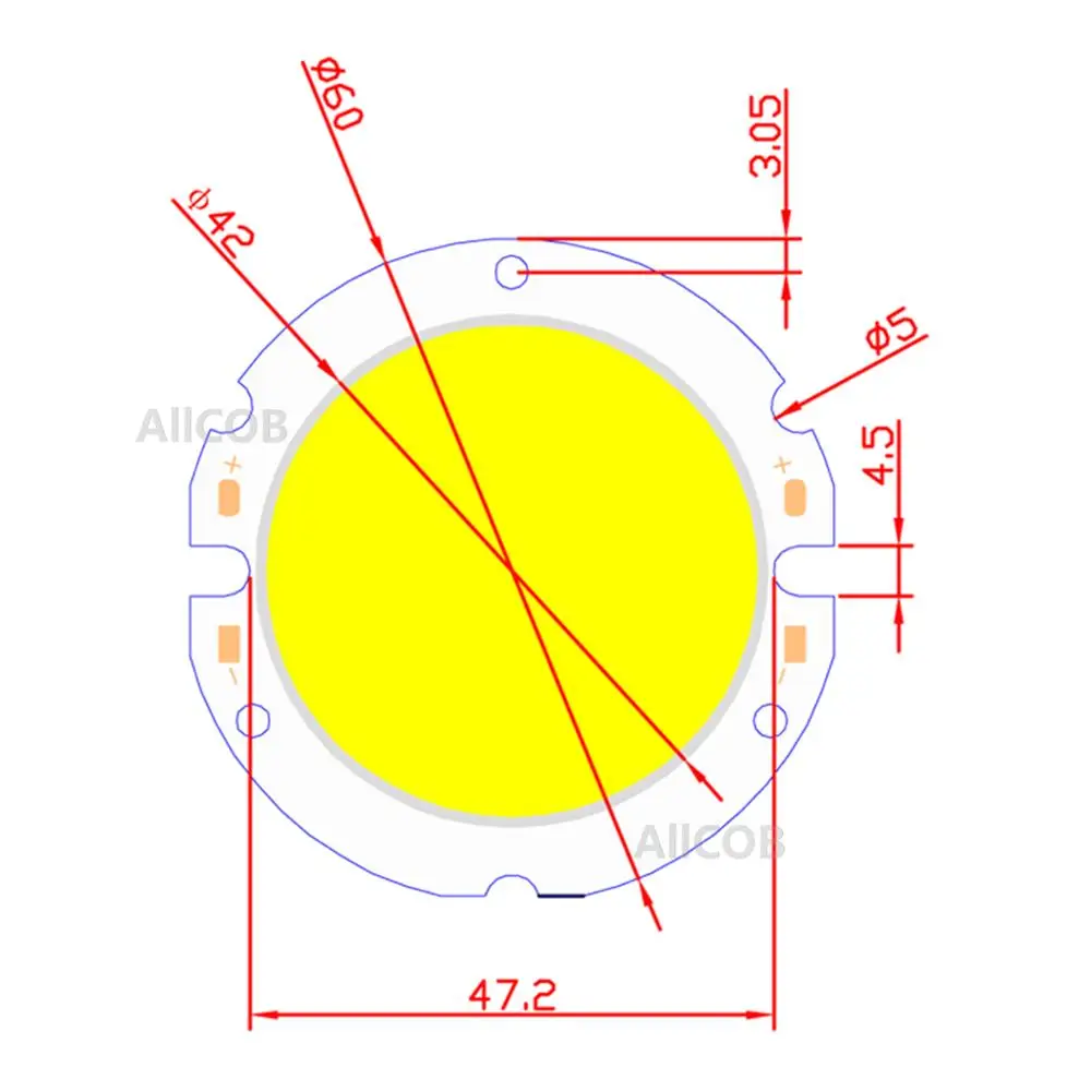 

[ALLCOB] Manufactur 1pcs 5pcs 10pcs Power cob led 60mm round chip Light Source 20W 2000lm COB Warn Nature White for downlight