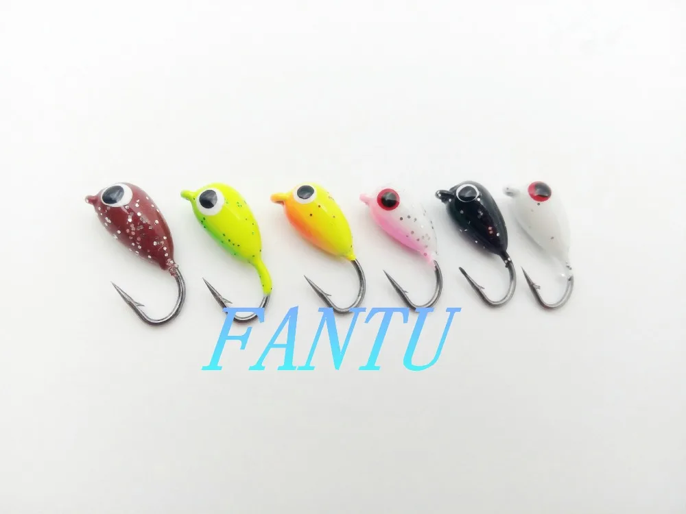 FANTU Winter Fishing Ice Jig With An Eyelet Ice Fishing Hook  6PCS/lot Lead Fish Artificial Fishing Lure 18mm/2.3g