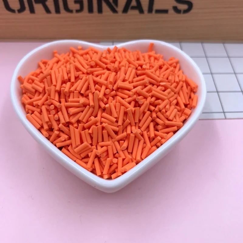 100g/Lot Most Hot Selling Long Size Colorful Clay Sprinkle for Crafts Making, Phone Deco, DIY (about 5-6mm)