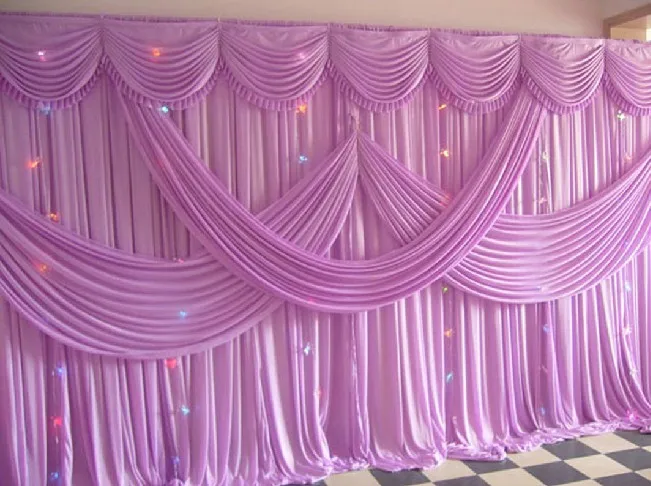 

2024 Purple Wedding Backdrop with Beatiful Swag Wedding Drape and Curtain for Wedding Decoration