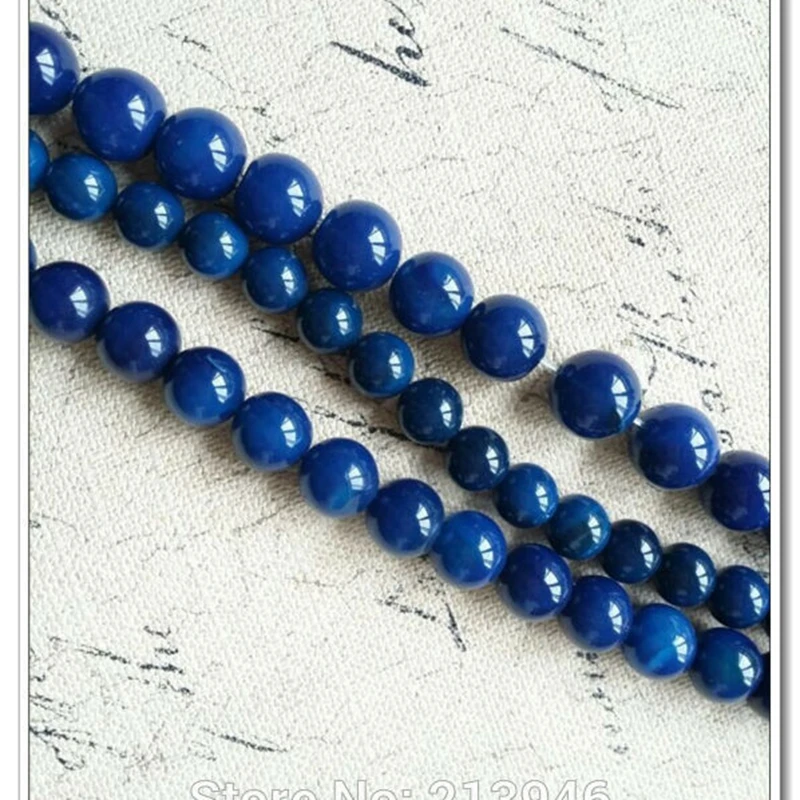 

10MM/12MM/14MM 1strand /Pack Natural Blue Semi-precious Stone Jewelry Loose Beads