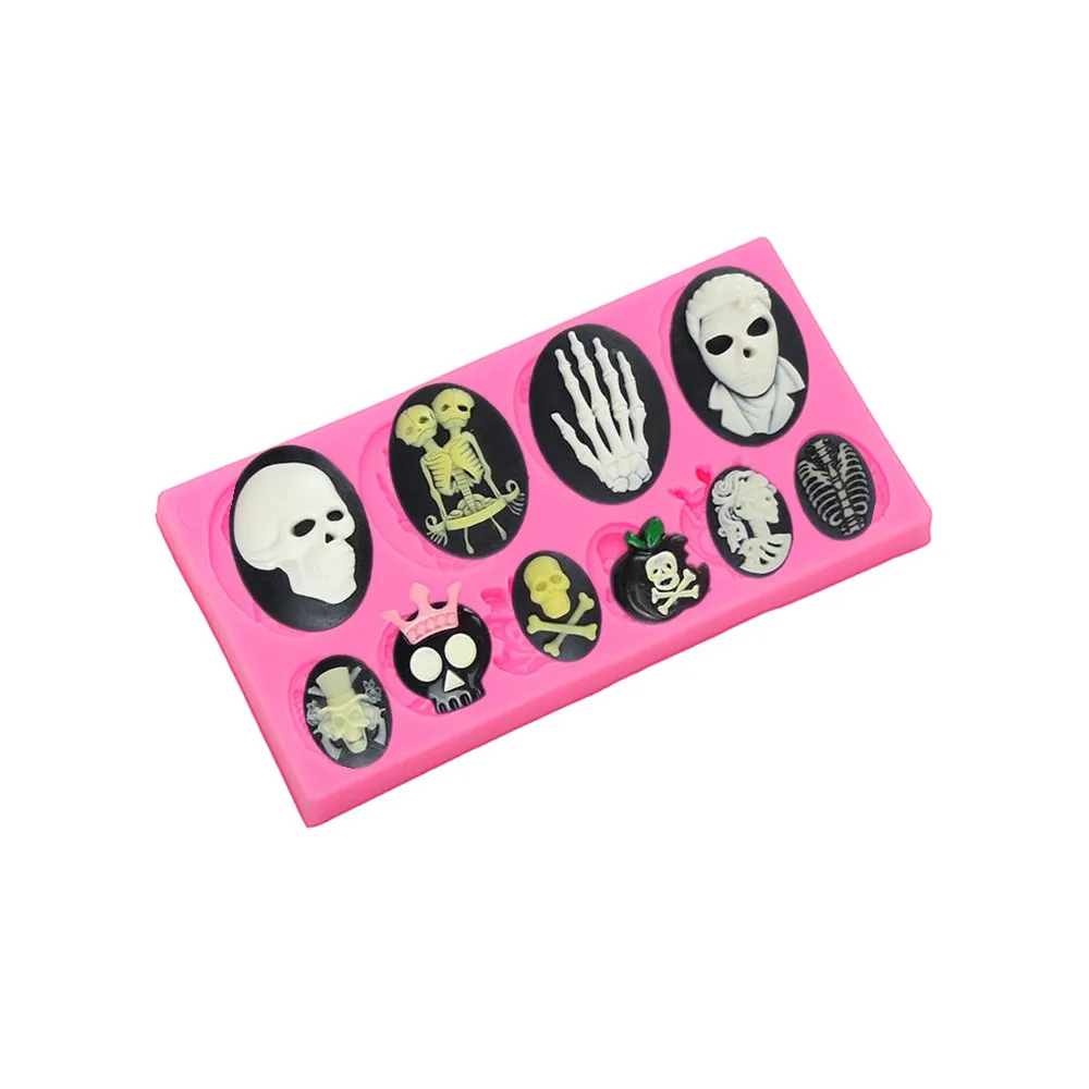 New Arrival Free Post New Models Diy Halloween Skull Series Collection Fondant Cake Decorating Green Liquid Bakeware Mold