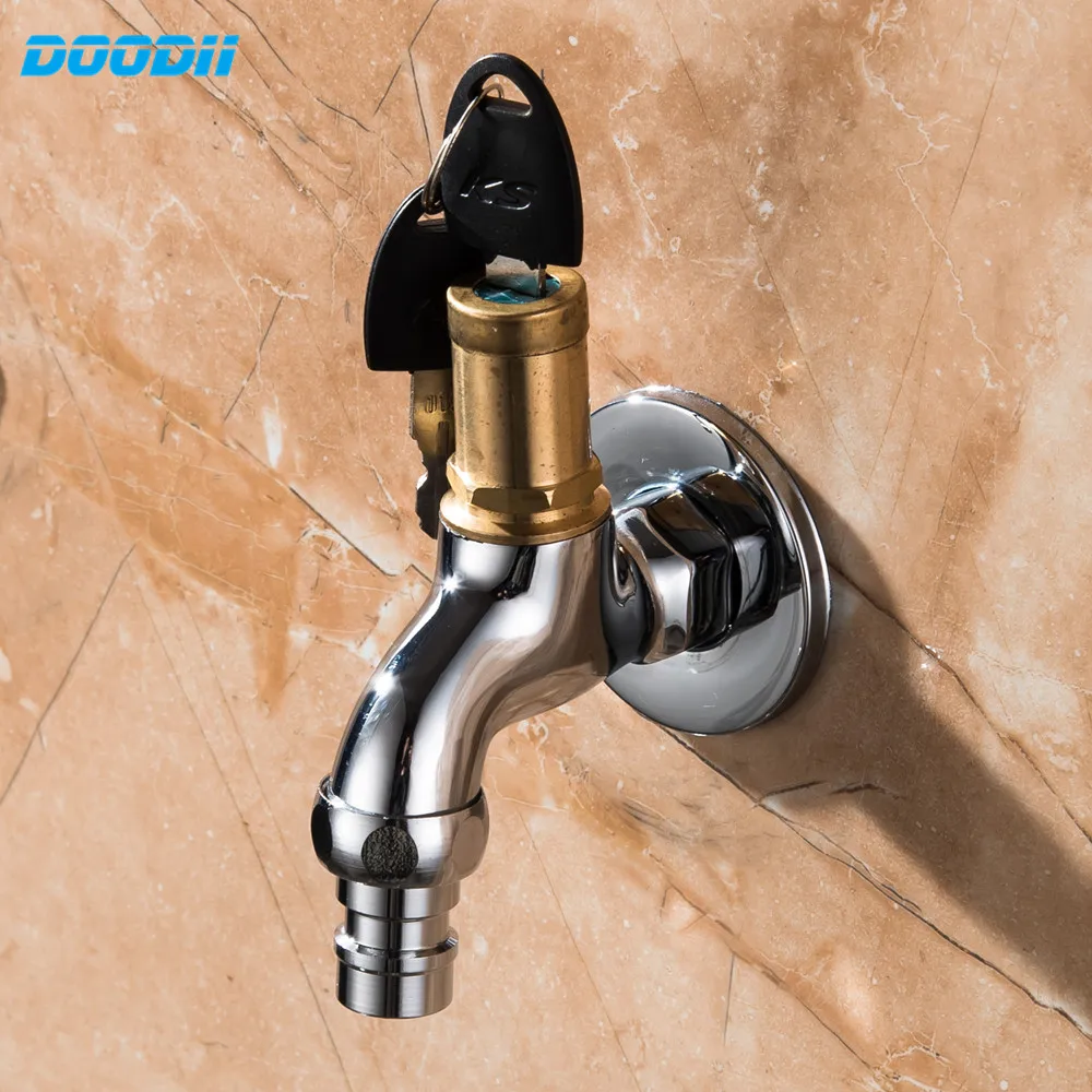 DooDii Bibcock High Quality Brass Outdoor Water Tap 1/2 Inch With Lock Faucet Basin Faucet Washing Machine Water Garden Faucet