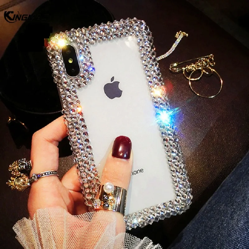 Rhinestone Soft Edge Phone Case, Acrylic Diamond, Clear Crystal, Huawei P60 P30, P40, P50 Pro, P20, P10 Lite, P10 Plus, Fashion