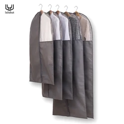 luluhut clothes dust cover grey color long cover bag with zipper big coat suit hanging bag with clear window clothes protector