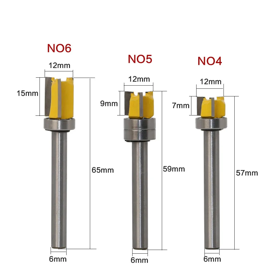 Imagem -03 - Dobradiça Mortising Router Bit Aparador de Moinho de Extremidade Reta Limpeza Flush Trim Tenon Cortador para Carpintaria mm Shank Template 1pc