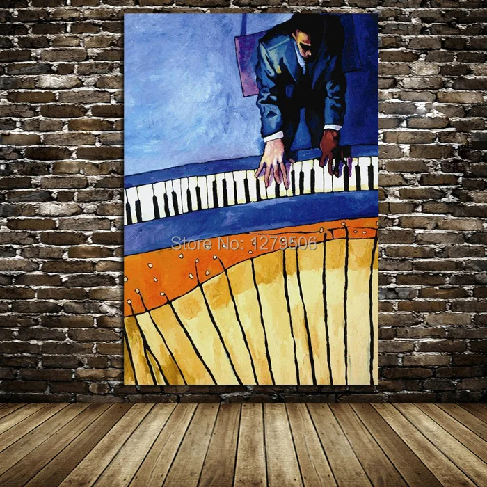 Handmade Abstract oil Painting On Canvas Pianist Playing Piano wall picture for Living Room Wall Art  large Canvas Oil Painting