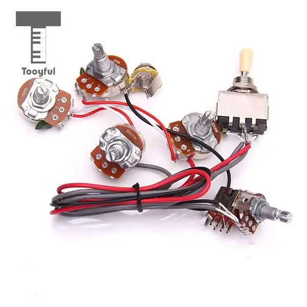 Tooyful High Quality 1Pc Electric Guitar Wiring Harness Kit 2V2T Pot Jack 3 Way Switch for Les Paul Electric LP Guitar Parts