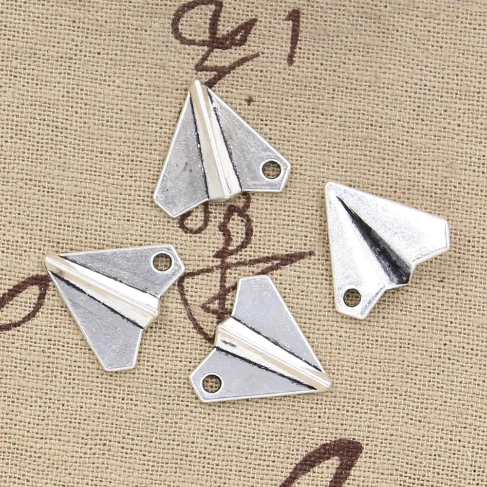 

15pcs Charms Paper Airplane Plane 18x17mm Antique Bronze Silver Color Plated Pendants Making DIY Handmade Tibetan Jewelry