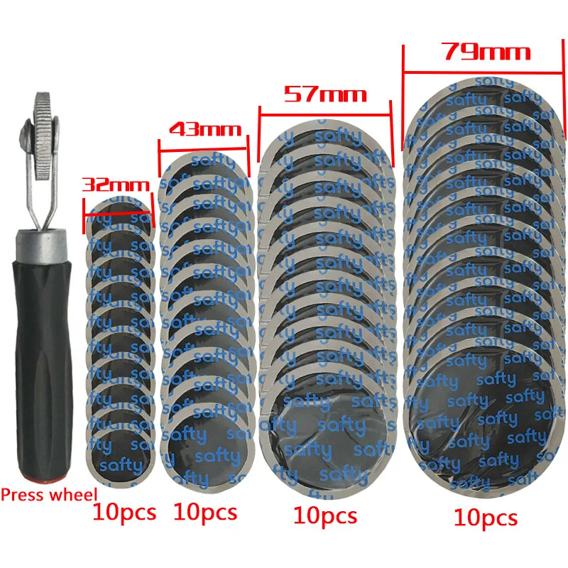 Tire Repair Compaction Roller Rubber Patch Repair Vehicle And Motorcycle 40pcs 32 mm plus 43 mm plus 57 mm plus 79mm