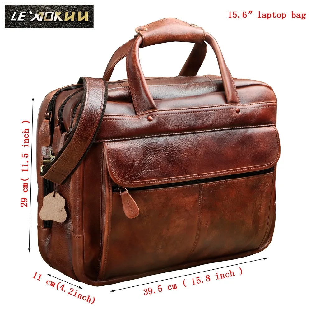 Men Oil Waxy Leather Antique Design Business Briefcase Laptop Document Case Fashion Attache Messenger Bag Tote Portfolio 7146-c