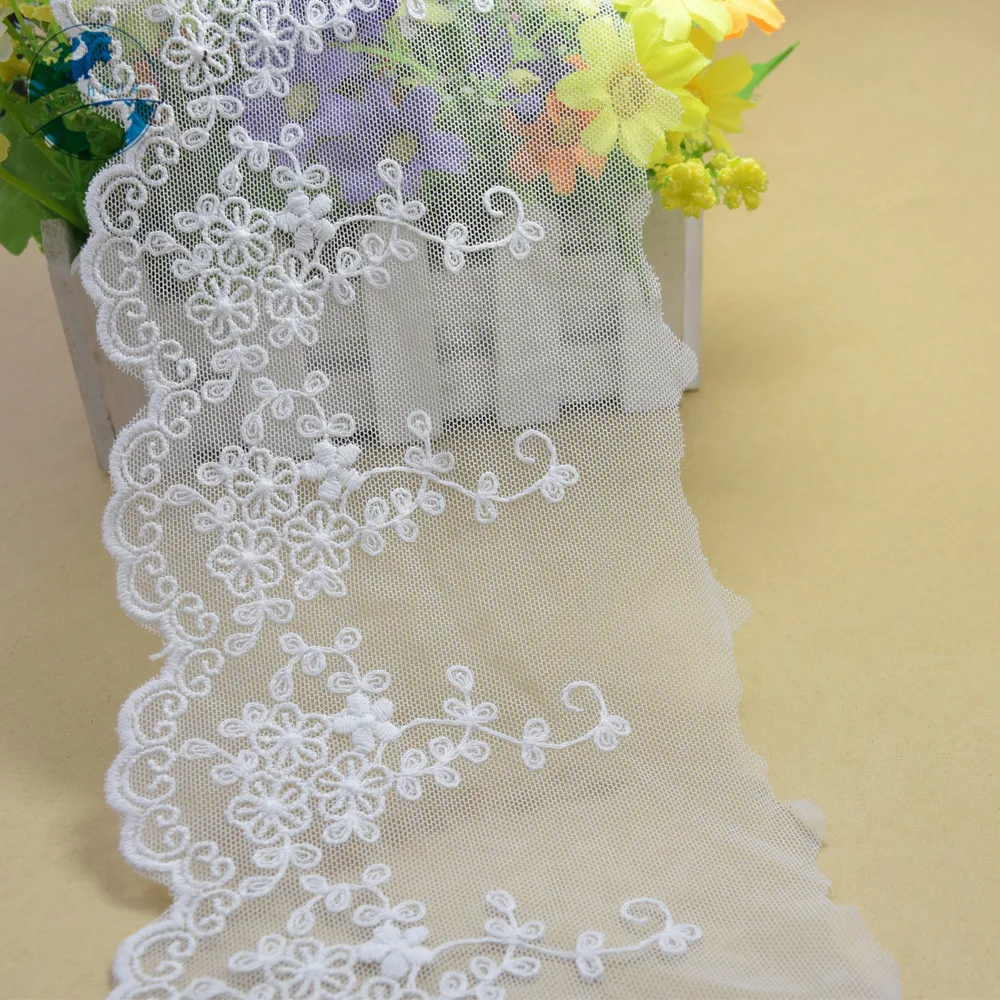 10cm Width White Embroidery Sewing Ribbon Guipure Lace Fabric Trim Warp Knitting DIY Garment Wedding Dress Accessories #1794