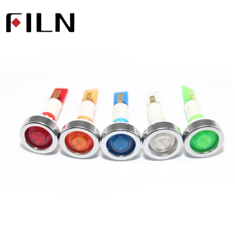 FILN 10mm diameter red green blue plastic 12v 220v pilot lamp signal indicator light