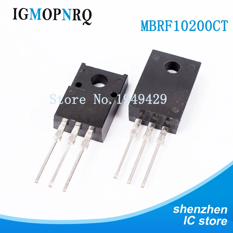 10pcs  MBRF10200CT 10200CT MBRF10200 Schottky & Rectifiers 10A 200Vrrm 110A 0.91Vf TO-220F new