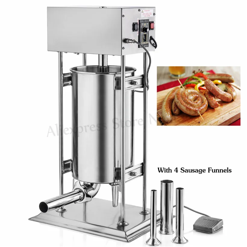 25Liters Heavy Duty Electric Automatic Sausage Meat Filler Stainless Steel Sausage Stuffer Meat Processing Extruder 220V/110V