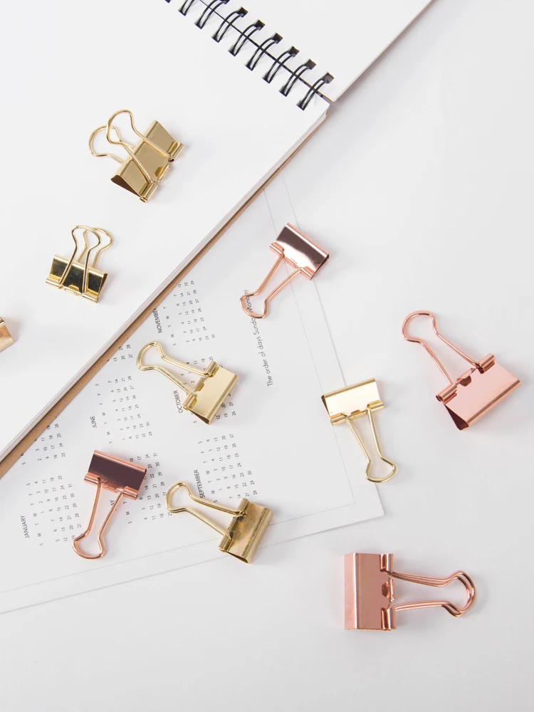 rose gold clipins cute Folder Paper Clamp Ticket Clamp Small Fresh Office Binder Clip Binder Clips Metal Clips Gold Binder Clips