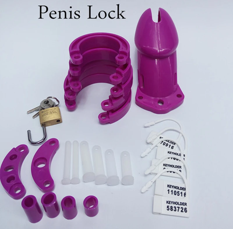 Plastic Male Big Cage Purple Strapon CB6000 Cock Cage Male Wearing Penis Lock Adult Chastity Device Belt Men Sex Product Toy