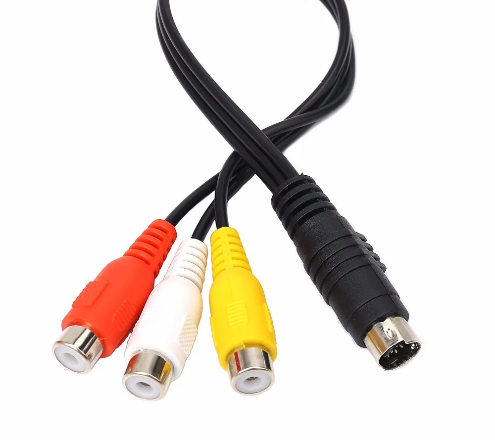 7 Pin Mini DIN S-Video Plug to 3 RCA jack Cable S-Video 7-Pin male to 3-RCA female RGB Composite Video Cable Adapter for DVD, DV