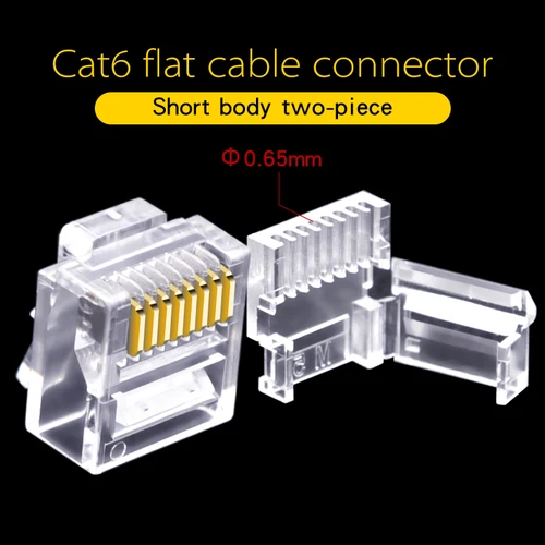 Imagen 2 del producto CNCOB-conector de red modular Cat6 utp, cable plano, 8P8C conector rj45, enchufe de ordenador Ethernet, 50 piezas, dos piezas