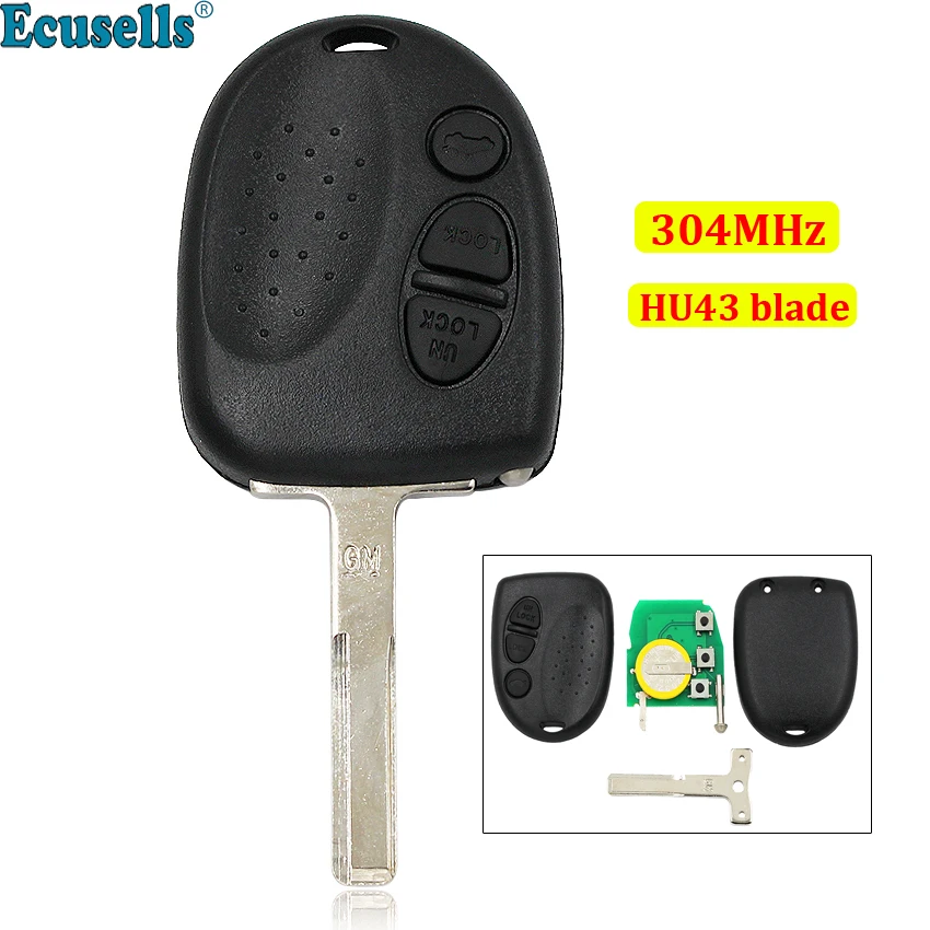 Remote Key 3 Button Remote for Holden Commodore VS VR VT VX VY VZ 304MHZ uncut HU43 blade