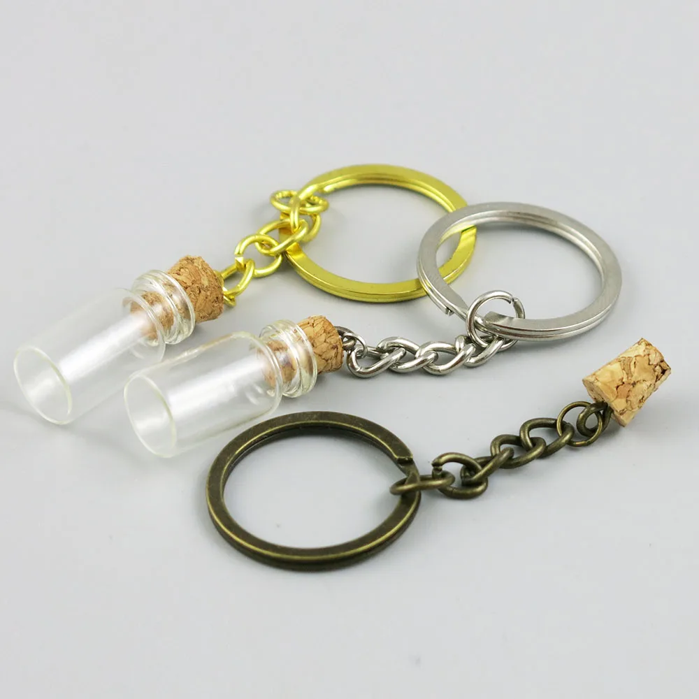 500 x 1ml  Mini Glass Bottles Key Chain Pendants Small Wishing Bottles With Cork Vial Arts Jars For Bracelets Gifts